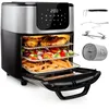 Image de Princess Mini-four et friteuse Deluxe - 11 L - 1800 W - Écran tactile numérique - 10 programmes préconfigurés - Panier, rôtissoire, 3 grilles Inclus - Acier inoxydable - 182075
