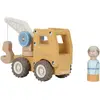 Image de Jouet en bois Camion grue Jaune