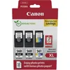 Image de Canon PG-560XL x 2 / CL-561XL Lot de 3 Cartouches d'encre Authentiques à Haut rendement (2 x Noir, 1 x Couleur) ; Comprend 50 Feuilles de Papier Photo 10 x 15 cm   Multipack en Carton