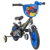 Image de albri 12 Pouces, vélo Batman, avec stabilisateurs latéraux, Bouteille d'eau et Bouclier Avant personnalisé. Fabriqué en Italie pour Enfant, Noir