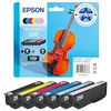 Image de Epson Cartouches d’Encre d’Origine Multipack 6 Couleurs Violon 250 | EasyMail   Emballage Plastique Réduit | Noir, Cyan, Cyan Clair, Magenta, Magenta Clair, Jaune | 3 x 5,3 ML, 3 x 4,8 ML