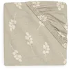 Image de Jollein Drap-Housse en Jersey - pour lit d'enfant - Twig, Vert Olive - 60 x 120 cm - 100% Coton - Beige avec Branches Vert Olive