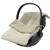 Image de Jollein Chancelière Grain Knit Olive Green - Pour porte-bébé, siège auto groupe 0+ et poussette - Pour ceinture 3 et 5 points