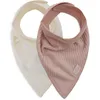 Image de Jollein Lot de 2 bavoirs pour bébé - Bandana - Velours côtelé - Rose sauvage/ivoire - En coton et polyester - Avec fermeture Velcro