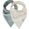 Image de Jollein Lot de 2 bavoirs pour bébé - Bandana - Velours côtelé - Vert mer/ivoire - En coton et polyester - Avec fermeture Velcro
