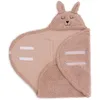 Image de Jollein Couverture d'emmaillotage pour bébé - Bunny rose sauvage - Avec oreilles et visage de lapin - 100% polyester - 100 x 105 cm - Couverture d'emmaillotage pour bébé
