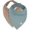 Image de Jollein Lot de 2 bavoirs pour bébé - Bandana - Hydrophile - Vert mer/Biscuit - 100% coton - Avec fermeture Velcro