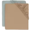 Image de Jollein Lot de 2 draps-Housses en Jersey - pour Berceau - Vert mer/Biscuit - 40/50 x 80/90 cm - 100% Coton - Certifié Oeko-TEX
