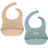 Image de Jollein Lot de 2 bavoirs pour bébé - En silicone flexible - Avec bac de récupération - Facile à nettoyer