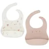 Image de Jollein Lot de 2 bavoirs pour bébé - En silicone souple - Avec bac de récupération - Bavoir pour bébé - Facile à nettoyer
