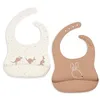 Image de Jollein Bavoirs bébé en silicone - Kangaroots - lot de 2 - bavoirs imperméables pour bébés et tout-petits - avec récupérateur - bavoir bébé - facile à nettoyer