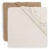 Image de Jollein Lot de 2 draps-Housses en Jersey - 60 x 120 cm - pour lit bébé et lit d'enfant - 100% Coton - avec élastique - Noisette/Avoine