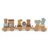 Image de Jollein Holzzzug - Verrou avec Chariot et Figurines d'animaux - Jeu empilable - Favorise la motricité et l'imagination - Jouet en Bois - Certifié FSC - Jollies