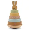 Image de Jollein Tour empilable en Bois - avec 6 Anneaux - Favorise la motricité Fine, l'équilibre et la Coordination oeil-Main - Jouet en Bois - Certifié FSC - Bunny Luz