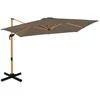 Image de Parasol cantilever Pisogne 300x300cm - Parasol haut de gamme - aspect bois | Taupe