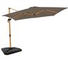 Image de Parasol cantilever Pisogne 300x300cm - Parasol haut de gamme - aspect bois - Taupe | Incl. dalles de parasol à remplir