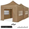 Image de Tente de réception - 6 x 3 m - Tente de réception Premium Easy-Up | Ensemble comprenant 2 tentes, des parois latérales et un kit de raccordement - Beige