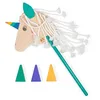 Image de BS Toys Hobby Licorne GA530   Cheval bâton en Bois avec 3 cônes colorés   Jouet de motricité et d’extérieur pour Enfants   Équilibre et Coordination