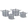 Image de BK Q-Linair Master Glas Acier Inox 4 pièces Batterie de cuisine, Casseroles et Poêles avec Couvercle en Verre, Induction, Four sûr jusqu'à 220°C, Poignées Stay Cool, Lave-vaisselle, Sans PFAS, Argenté