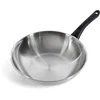 Image de BK Bold Poêle wok en acier inoxydable de 28 cm, compatible induction, finition satinée, poignée de maintien au frais, lavable au lave-vaisselle, argent