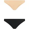 Image de Bye Bra Culottes Brésiliennes Invisibles, sans Couture, sous-Vêtements, Lisses Et Confortables, Culottes pour Femmes, Lot De 2: Beige, Noir, XS-XL