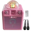 Image de N-Gear Disco Block 410 Pink Enceinte Portable de fête 50W Max avec Haut-Parleur 4", Bluetooth, Fonction powerbank, éclairage LED RGB, 6h d’autonomie, Deux micros filaires et télécommande Incluse