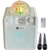 Image de N-Gear Disco Block 410 White Enceinte Portable de fête 50W Max avec Haut-Parleur 4", Bluetooth, Fonction powerbank, éclairage LED RGB, 6h d’autonomie, Deux micros filaires et télécommande Incluse