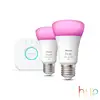 Image de Philips Hue White & Color Ambiance Kit de démarrage, lot de 2 avec pont E27, 2000-6500 K, 11 W, 8719514291492, A60