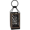 Image de H&S Collection Lanterne décorative motif feuille noir - 15 x 15 x 38 cm