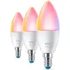 Image de Wiz Tunable White & Color Lot de 3 ampoules LED B37 E14, 2200-6500 K, 4,9 W, 8720169075672, B37