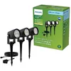 Image de Philips Reuel Spot d’Extérieur 24 V GardenLink Basse Tension, 2700 K, 180 lm, Noir, Kit de Démarrage, Lot de 3, Prise EU