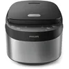 Image de Philips Cuiseur de riz série 3000 - Compact 0,85 L, 8 menus automatiques, cuve antiadhésive à 4 couches, cuisson rapide en 30 minutes, design noir et argent (HD3093/80)