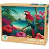 Image de Mr. Broccoli Puzzle île avec perroquets - 1000 pièces - 68 x 48 cm - Vue sur la mer avec fleurs et animaux - Carton certifié FSC® - Adulte