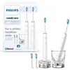 Image de Philips Sonicare DiamondClean 9000 - Brosse à dents électrique avec application, capteur de pression, verre de recharge, blanc, lot de deux, modèle HX9914/62