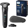 Image de Philips Série 8000 Rasoir électrique Wet & Dry avec technologie SkinIQ noir, tondeuse rétractable, socle de charge, coffret de voyage, brossette de nettoyage (modèle S8696/35)