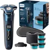 Image de Philips Rasoir électrique Série 7000 pour homme Wet & Dry avec tondeuse rétractable, socle de charge, coffret de voyage et 4 cartouches Quick Clean (modèle S7885/63)