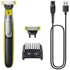 Image de Philips OneBlade 360 hybride Visage : rasoir/tondeuse à barbe électrique, avec innovation lames 360, 2 lames 360 pour le visage, 1 sabot réglable 5 en 1 (modèle QP2734/30)