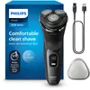 Image de Philips Electric Shaver Series 3000 - Rasoir électrique Wet & Dry pour hommes avec technologie SkinProtect, couleur Lune foncée, tondeuse à barbe rétractable, Rasoir sans fil (modèle S3145/00)