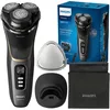Image de Philips Electric Shaver Series 3000 - Rasoir électrique Wet & Dry pour hommes avec technologie SkinProtect, Tondeuse rétractable, Socle de recharge, Housse de voyage, Noir, modèle S3342/13