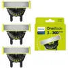 Image de Philips OneBlade 360 - Authentiques lames de rechange, pour rasoir/tondeuse électrique OneBlade, 3x 360 lames, modèle QP430/60