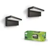 Image de Philips Bustan Applique murale LED d'extérieur (9 W), luminaire d'extérieur résistant aux intempéries avec éclairage LED blanc chaud à intensité variable, anthracite, NV, pack de deux