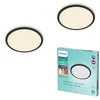 Image de Philips Plafonnier LED Superslim pour salle de bains, noir, 15W, lumière blanc chaud 2.700K, 3 réglages de lumière - variateur sans gradateur, protection IP44, pack de deux
