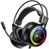 Image de Casque de jeu ABKONCORE pour PS4, PC, ordinateur portable, casque avec microphone antibruit 7.1 Son surround virtuel, casque de jeu avec vibration des basses, lumières LED RVB contrôleur sur l'oreille