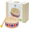 Image de PlanToys Tambour pour Enfants - Jouet Musical en Bois dès 1 An - Batterie Enfant avec Maillet à Tête en Caoutchouc - Instrument Musical pour Petits, Wood