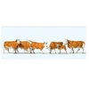 Image de Modélisme HO : Figurines : Set de 6 vaches marrons et blanches