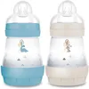 Image de MAM   Lot de 2 biberons Easy Start Anti-Colique 0+ mois débit lent (2 x 160 ml) Océan + Nature   Biberon bébé pour réduire les coliques et l'inconfort de bébé, compatible avec l'allaitement