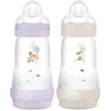 Image de MAM | Lot de 2 biberons Easy Start Anti-Colique 2+ mois débit moyen (2 x 260 ml) Lilas + Sable   Biberon pour réduire les coliques et l'inconfort de bébé   Biberon bébé compatible avec l'allaitement