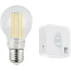Image de Eglo connect.z Lot d une ampoule LED E27 connectée avec détecteur de présence, A60, ZigBee, contrôlable par appli, dimmable, design vintage, transparent, 806 lumens, 6 watts, blanc neutre