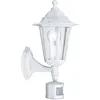 Image de Eglo Applique murale extérieure Laterna 5 avec détecteur de mouvement, éclairage d’extérieur en fonte d’aluminium blanc et verre, douille E27, IP44
