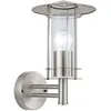 Image de Eglo Applique murale extérieure Lisio, éclairage d’extérieur en acier inox aspect argenté et verre transparent, lampe avec douille E27, IP44